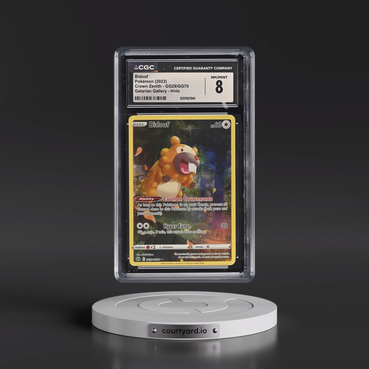 2023 Crown Zenith #GG29/GG70 Bidoof - Galarian Gallery Holo (CGC 8 NM-MT)