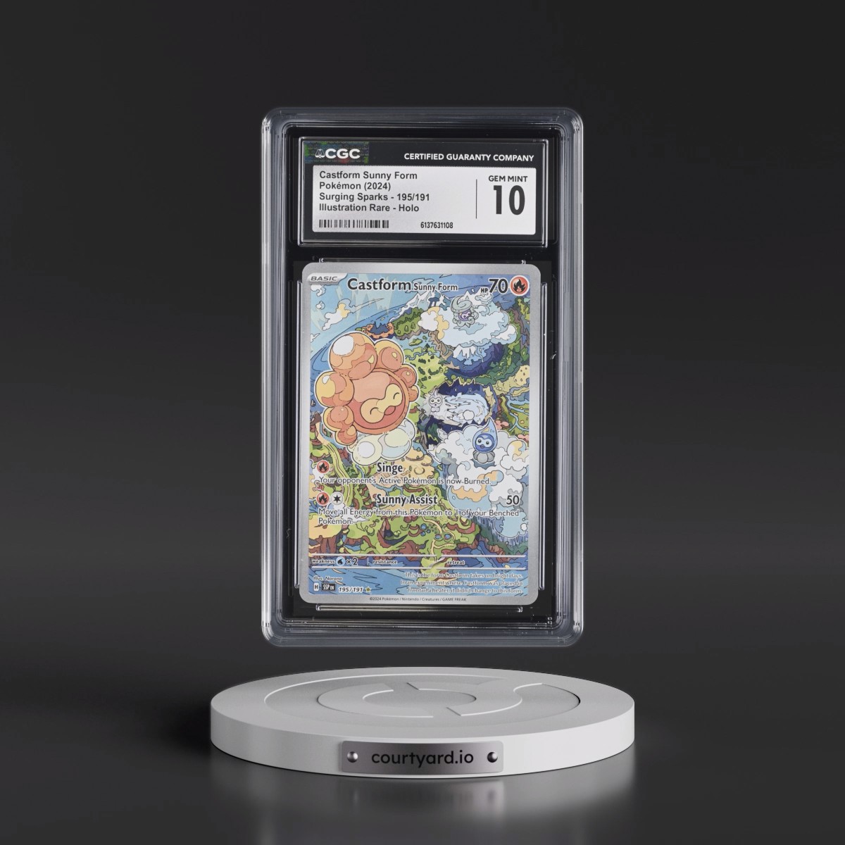 2024 Surging Sparks - SSP EN #195/191 Castform Sunny Form - Illustration Rare Holo (CGC 10 GEM MINT)