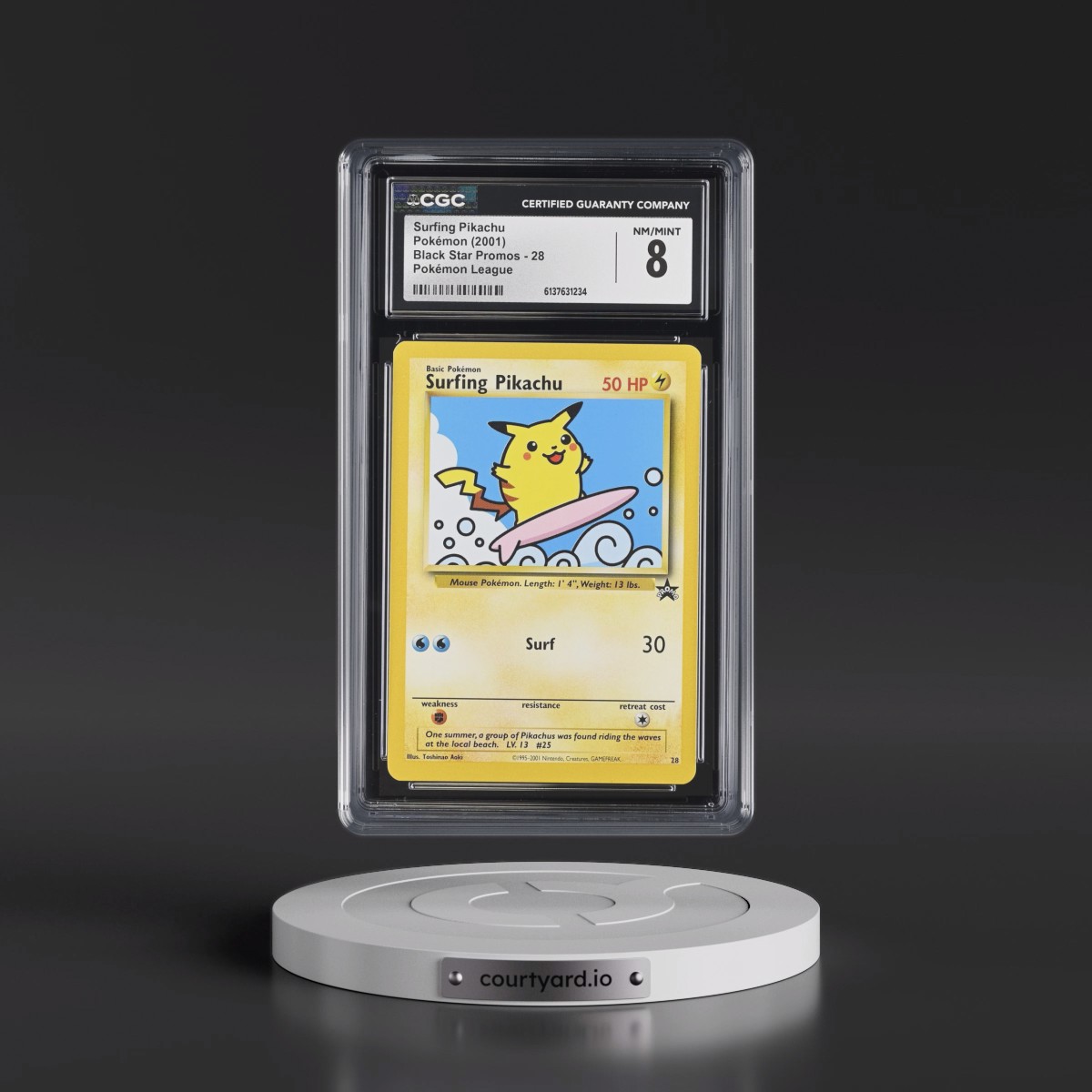 1999 Black Star Promos #28 Surfing Pikachu - Pokémon League (CGC 8 NM-MT)