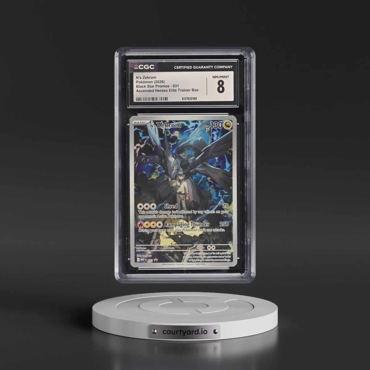 2025 Black Star Promos - Mega Evolution MEP EN #031 N's Zekrom - Ascended Heroes Elite Trainer Box (Holo) (CGC 8 NM-MT)