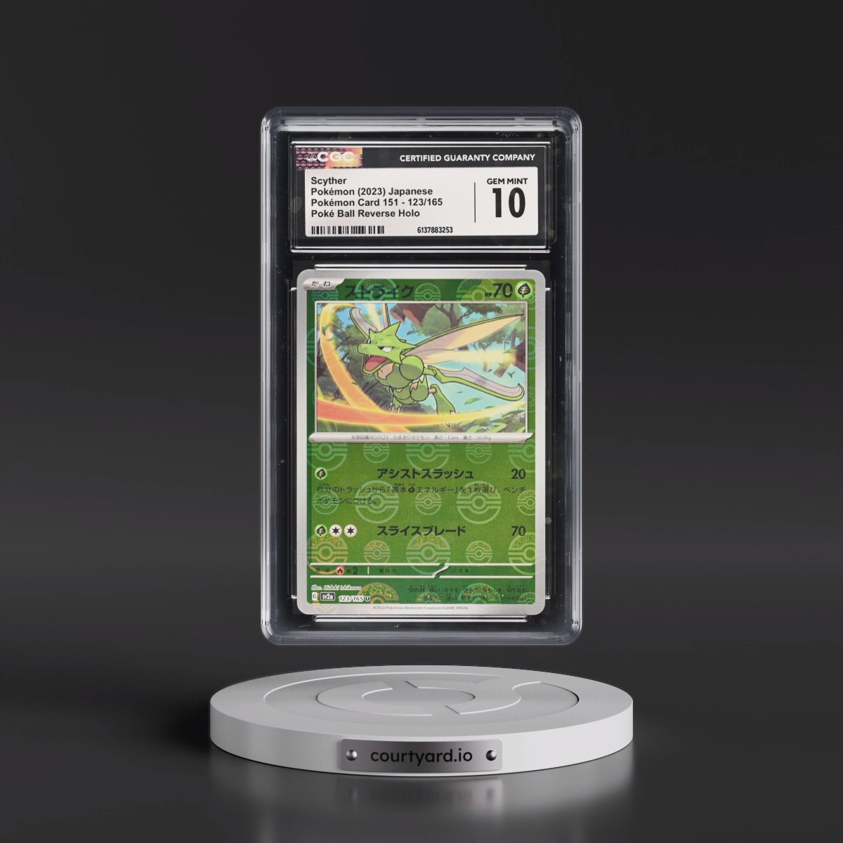 2023 Pokémon Card 151 #123/165 Scyther - Reverse Holo Poké Ball (CGC 10 GEM MINT)