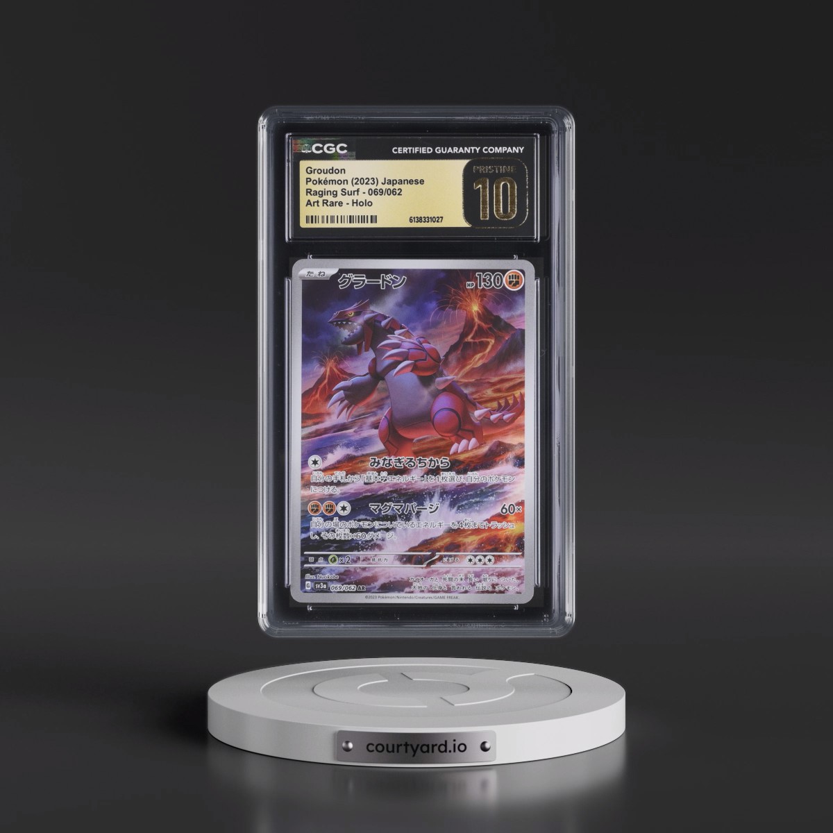 2023 Raging Surf #069/062 Groudon - Art Rare Holo (CGC 10 PRISTINE)