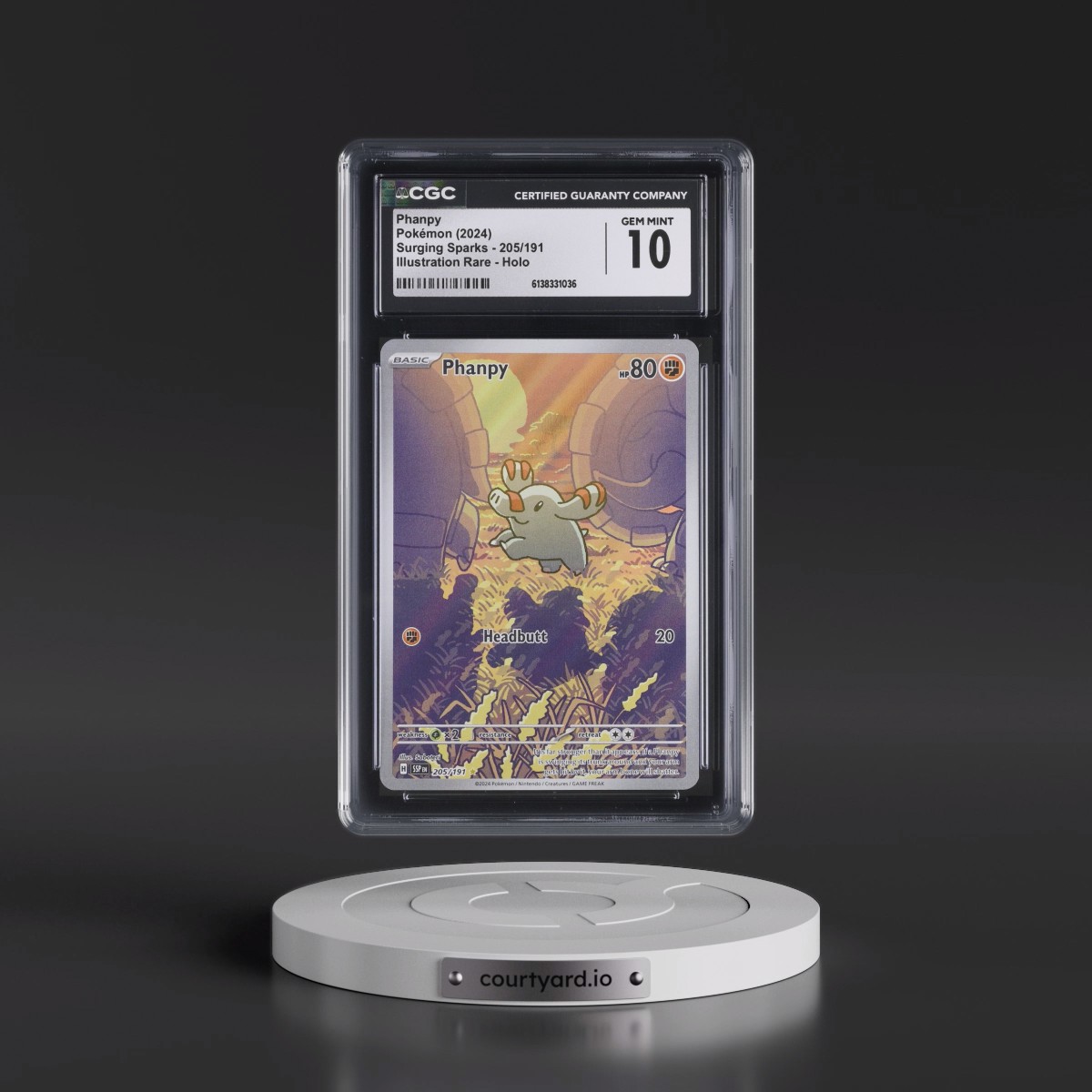 2024 Surging Sparks - SSP EN #205/191 Phanpy - Illustration Rare Holo (CGC 10 GEM MINT)
