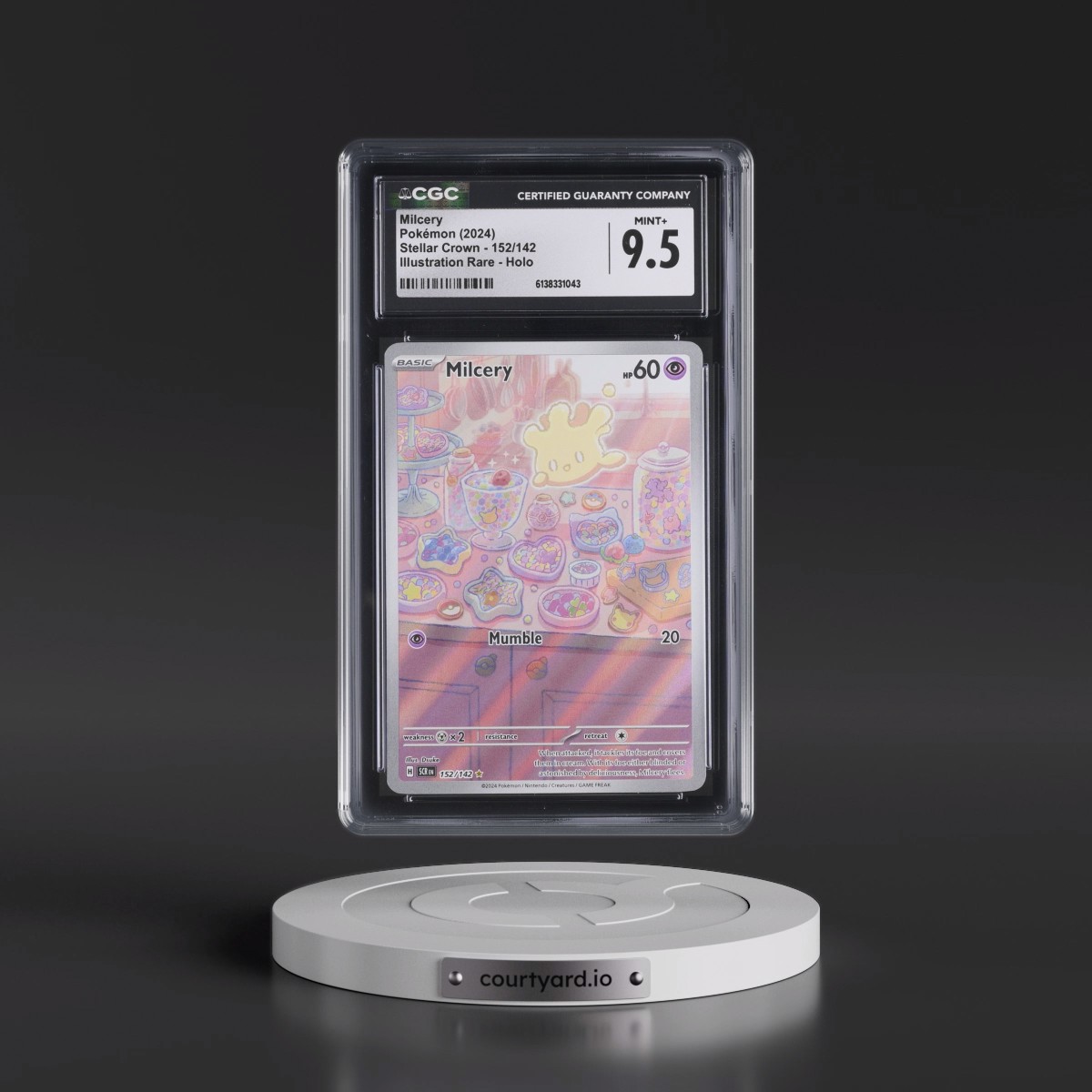 2024 Stellar Crown - SCR EN #152/142 Milcery - Illustration Rare Holo (CGC 9.5 MINT+)