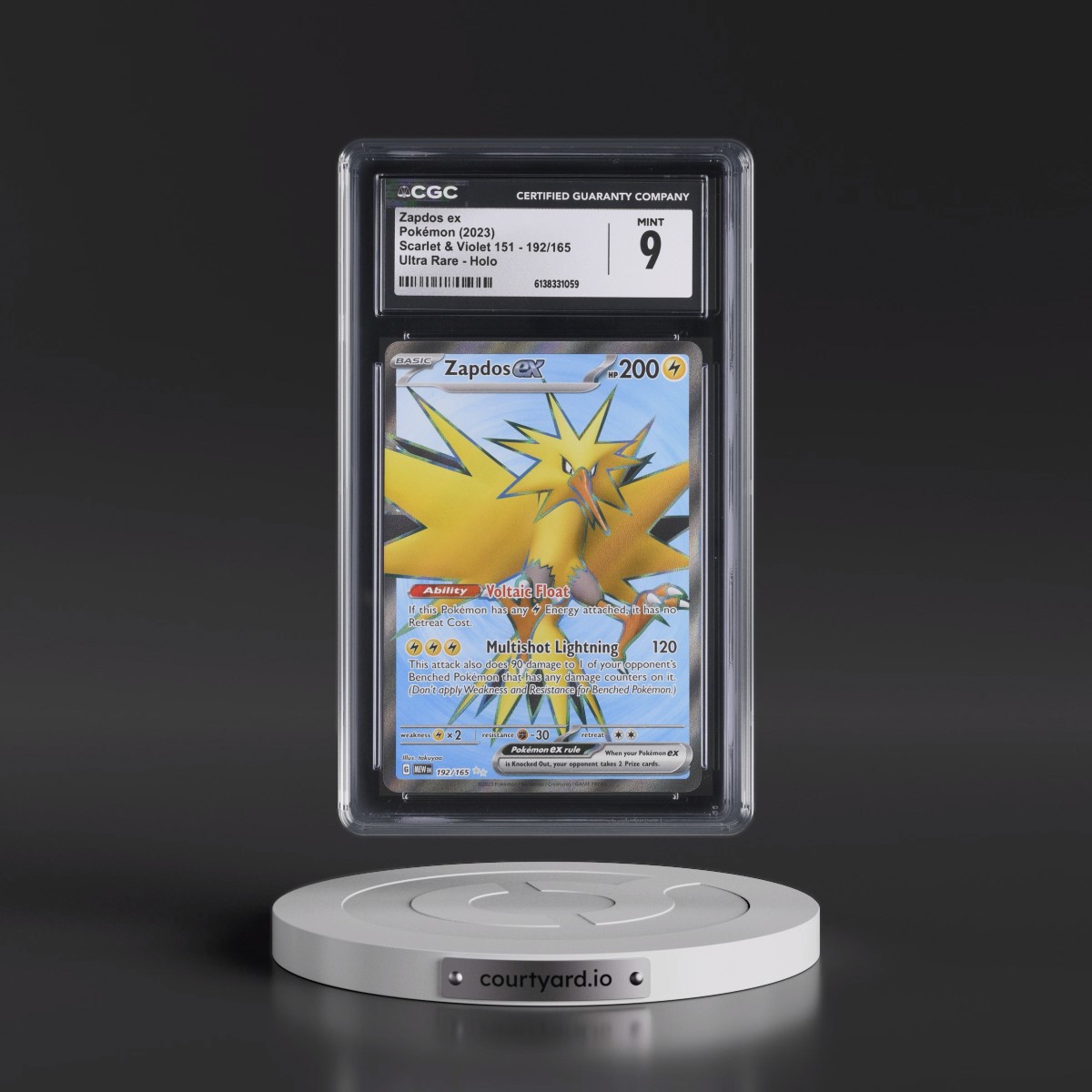 2023 Scarlet & Violet 151 - MEW EN #192/165 Zapdos ex - Ultra Rare Holo (CGC 9 MINT)