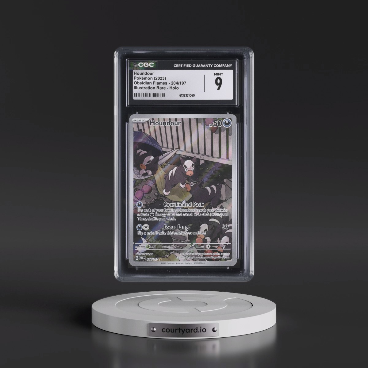 2023 Obsidian Flames - OBF EN #204/197 Houndour - Illustration Rare Holo (CGC 9 MINT)