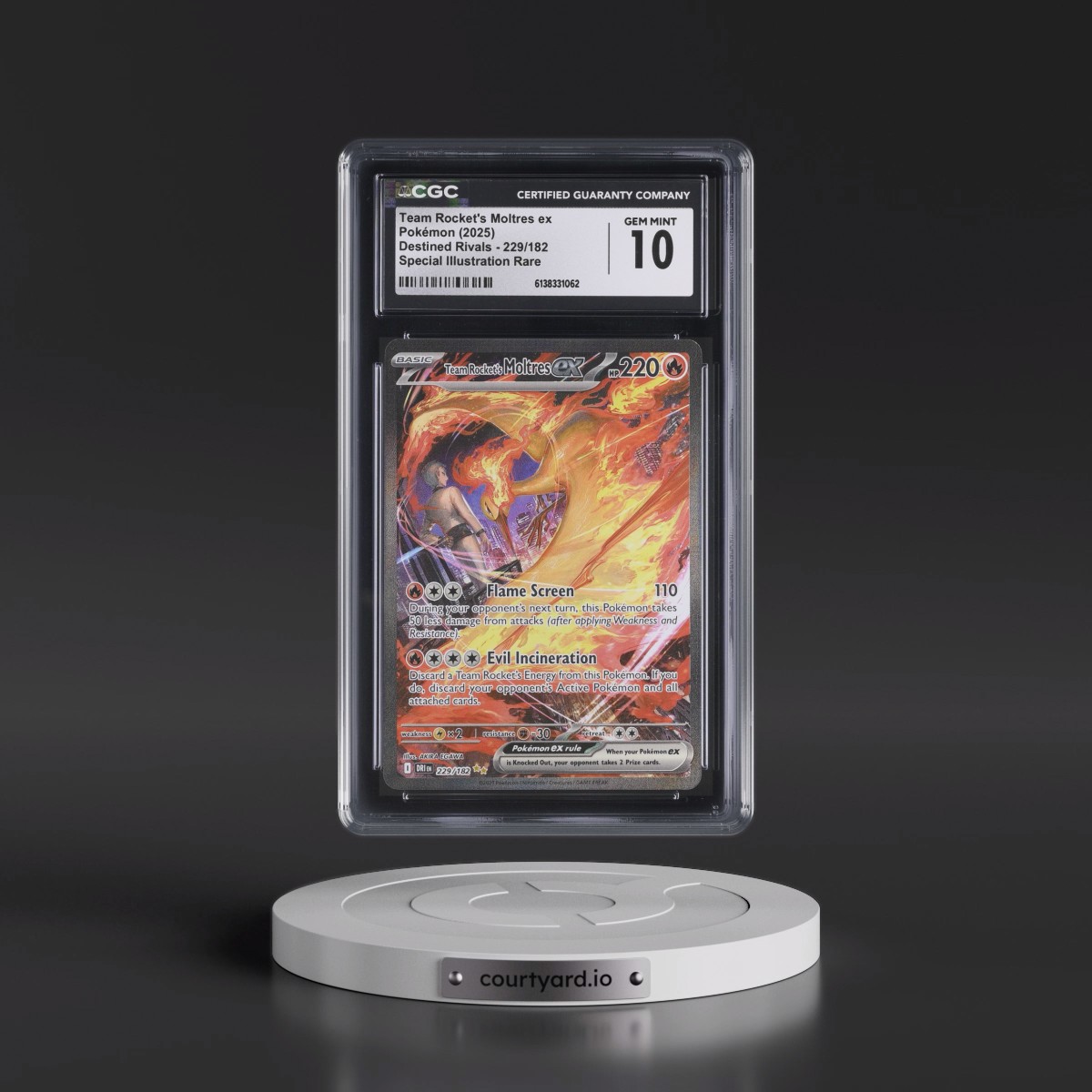 2025 Destined Rivals - DRI EN #229/182 Team Rocket's Moltres ex - Special Illustration Rare (Holo) (CGC 10 GEM MINT)