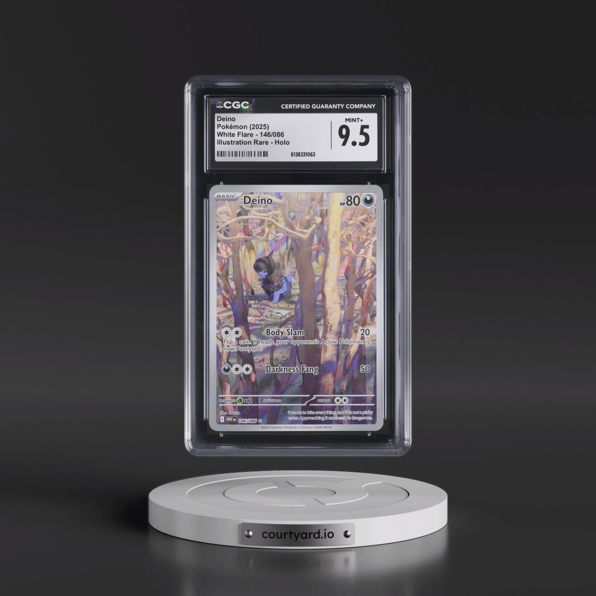 2025 White Flare - WHT EN #146/086 Deino - Illustration Rare Holo (CGC 9.5 MINT+)