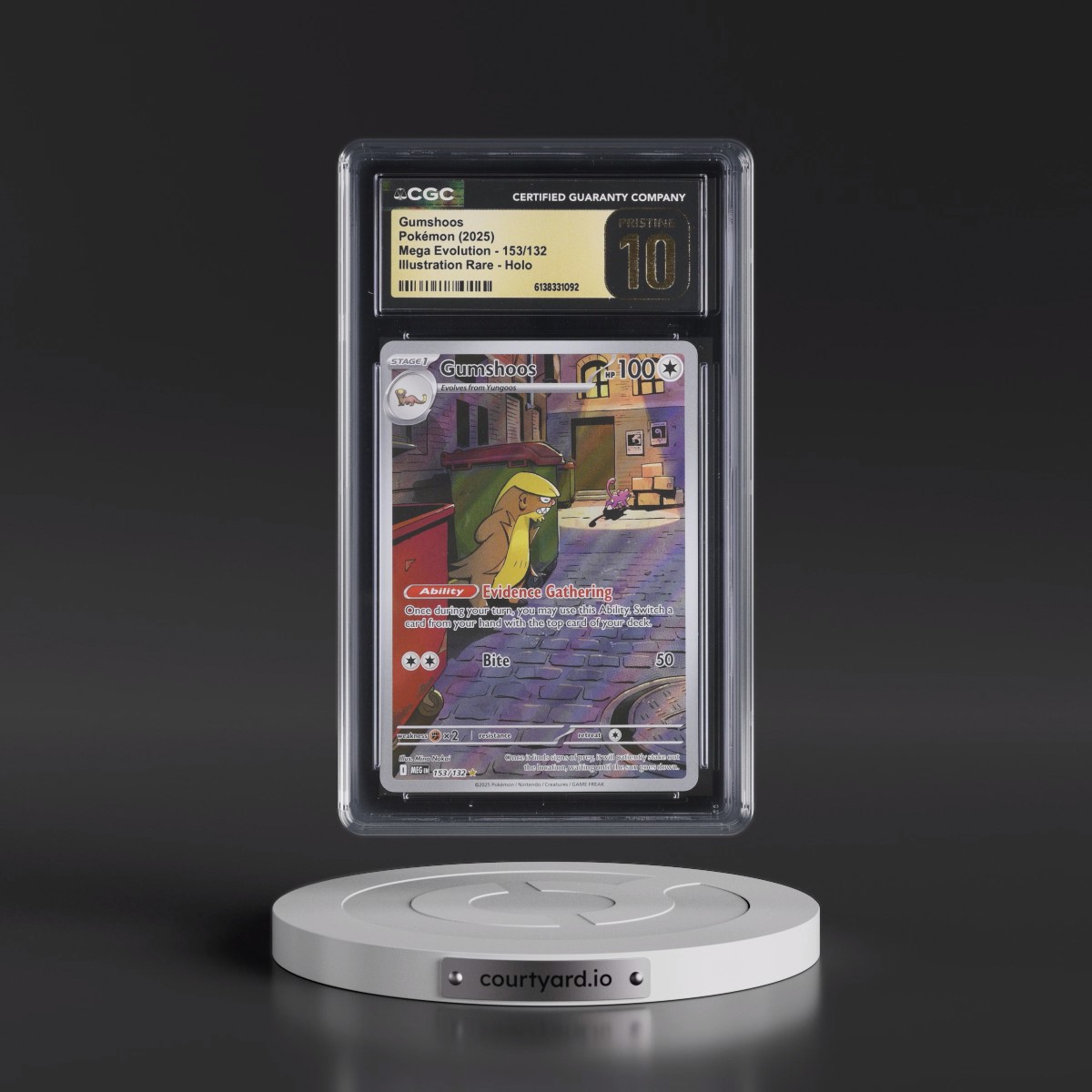 2025 Mega Evolution - MEG EN #153/132 Gumshoos - Illustration Rare Holo (CGC 10 PRISTINE)