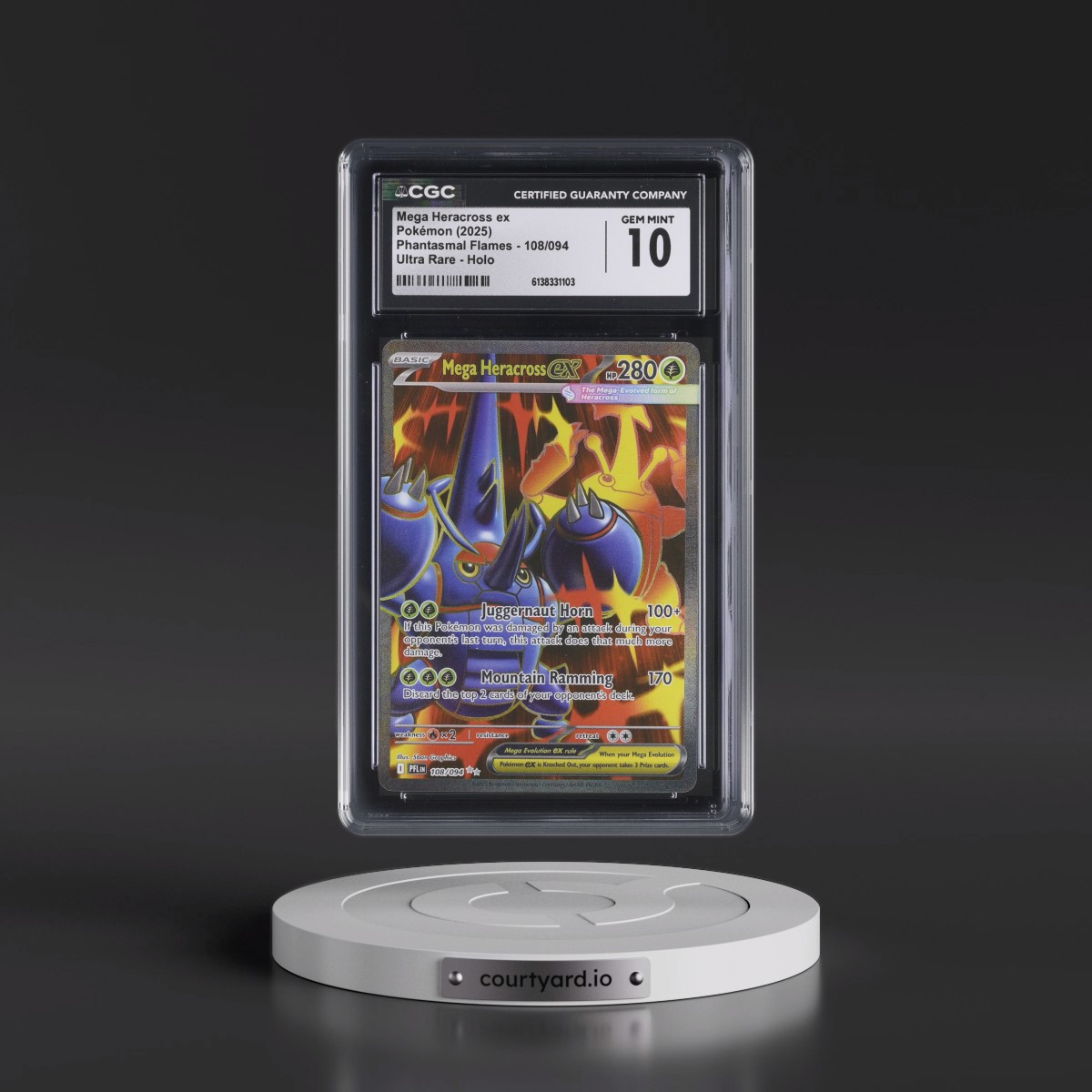 2025 Phantasmal Flames - PFL EN #108/094 Mega Heracross ex - Ultra Rare Holo (CGC 10 GEM MINT)