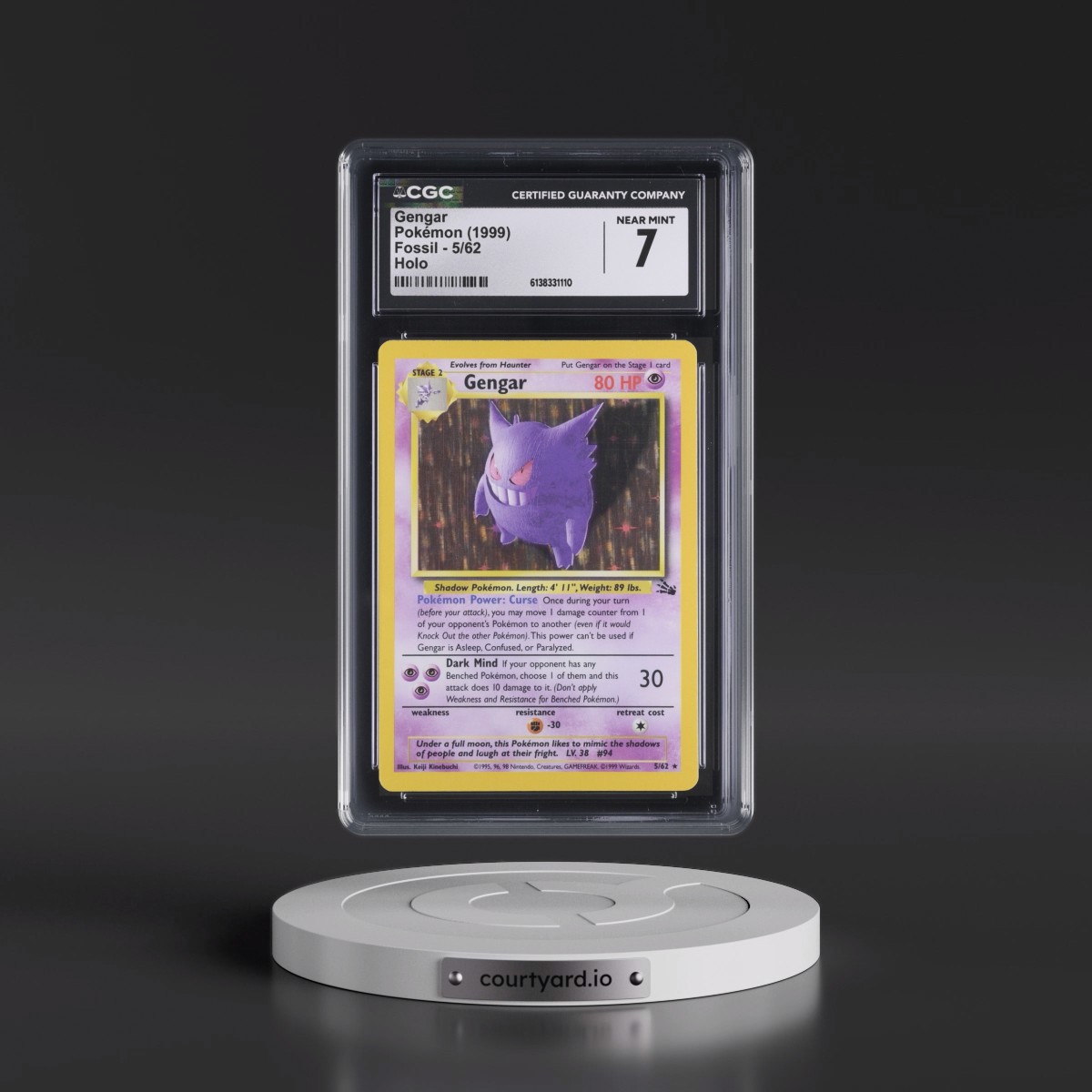 1999 Fossil #5/62 Gengar - Galaxy Star Holo (CGC 7 NM)