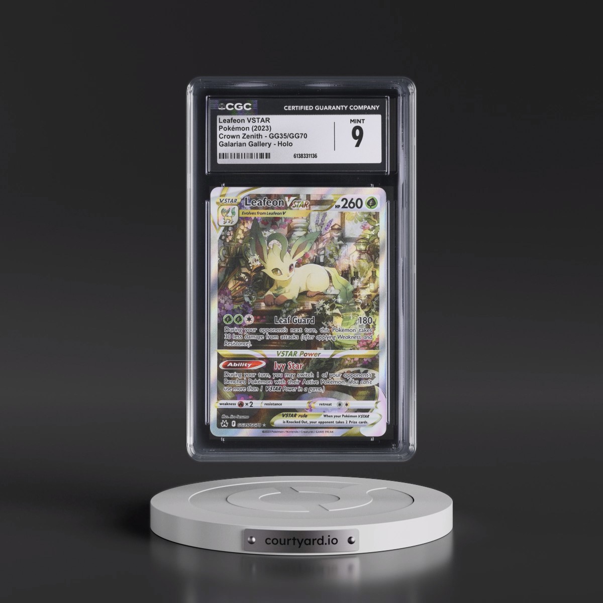 2023 Crown Zenith #GG35/GG70 Leafeon VSTAR - Galarian Gallery Holo (CGC 9 MINT)