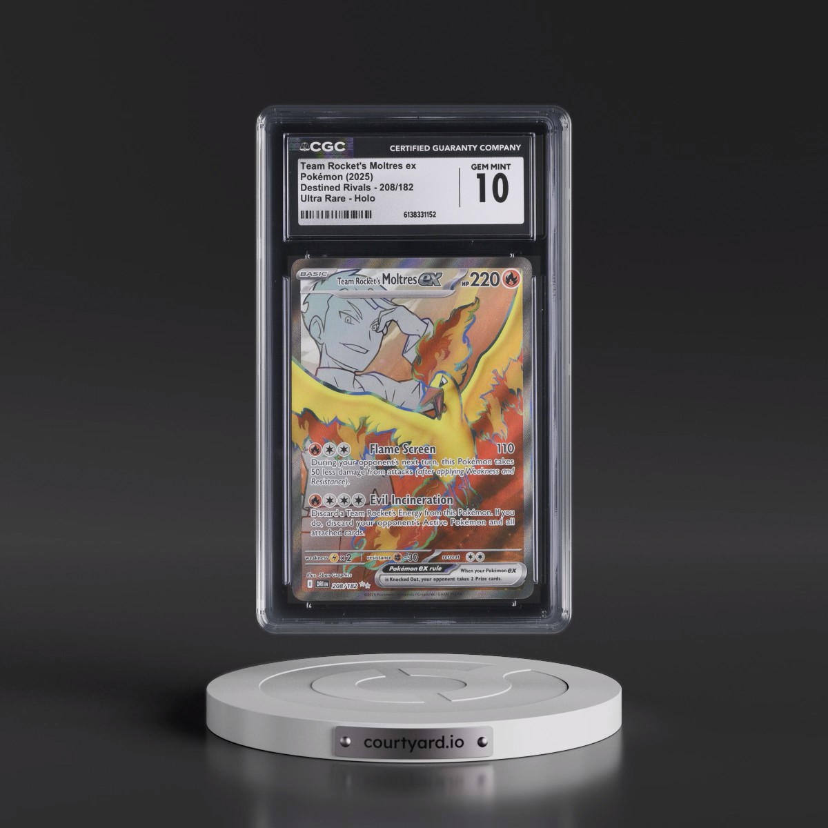 2025 Destined Rivals - DRI EN #208/182 Team Rocket's Moltres ex - Ultra Rare Holo (CGC 10 GEM MINT)