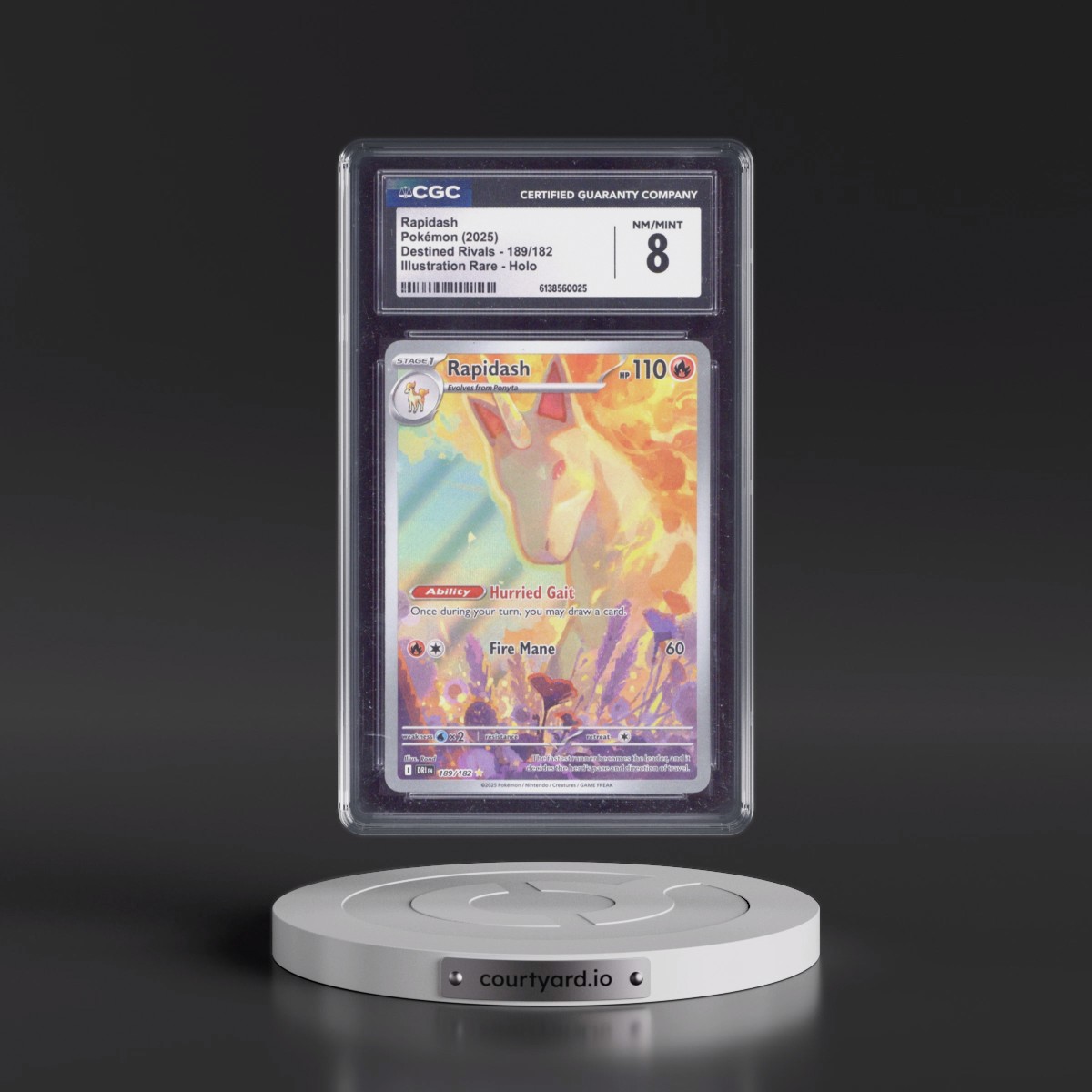 2025 Destined Rivals - DRI EN #189/182 Rapidash - Illustration Rare Holo (CGC 8 NM-MT)