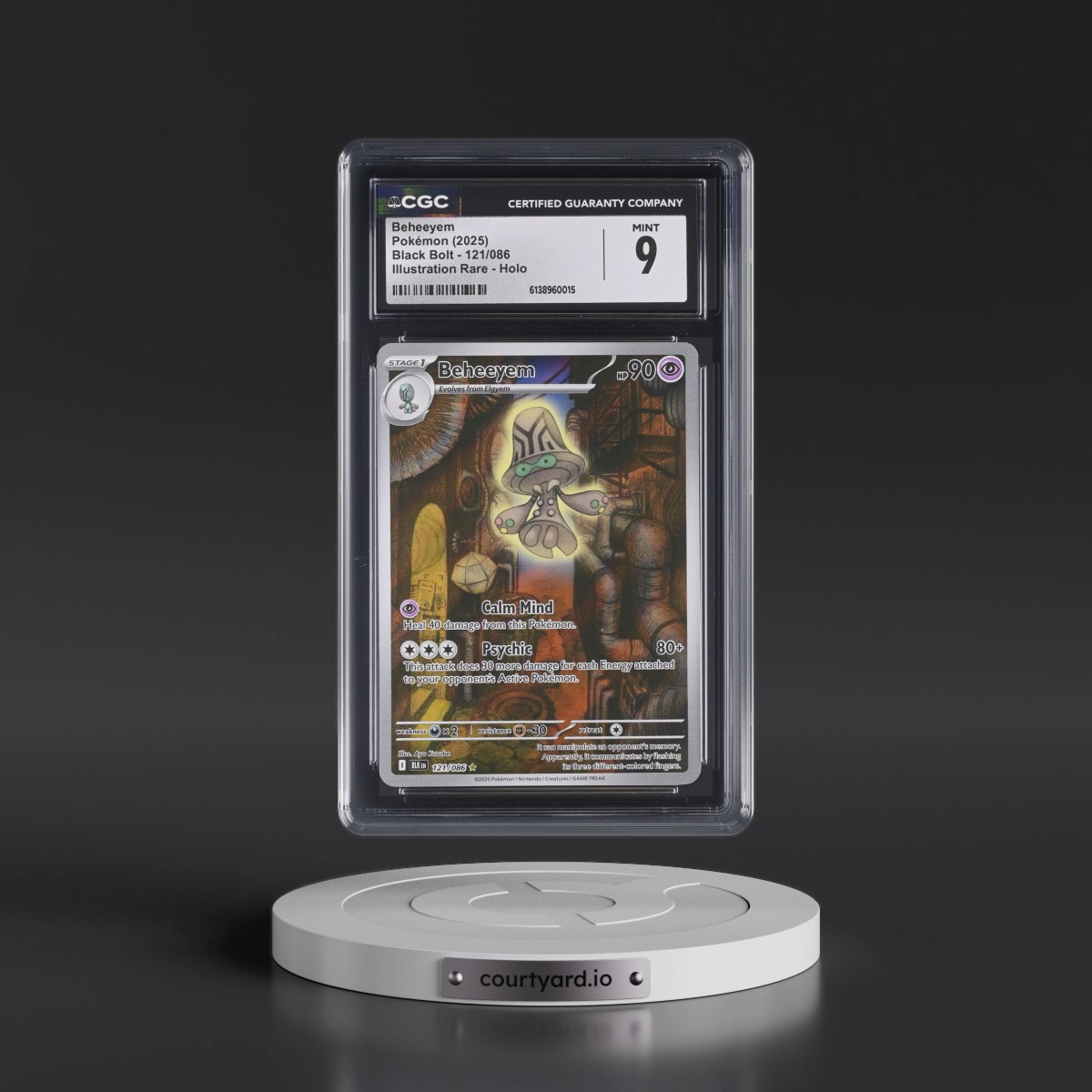 2025 Black Bolt - BLK EN #121/086 Beheeyem - Illustration Rare Holo (CGC 9 MINT)