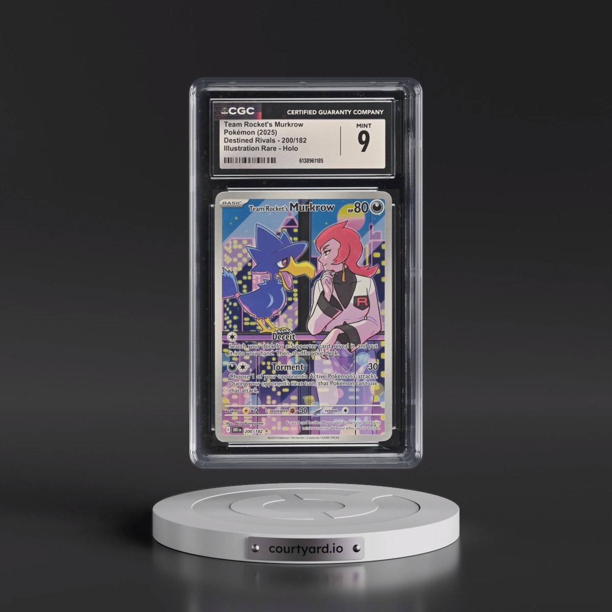 2025 Destined Rivals - DRI EN #200/182 Team Rocket's Murkrow - Illustration Rare Holo (CGC 9 MINT)