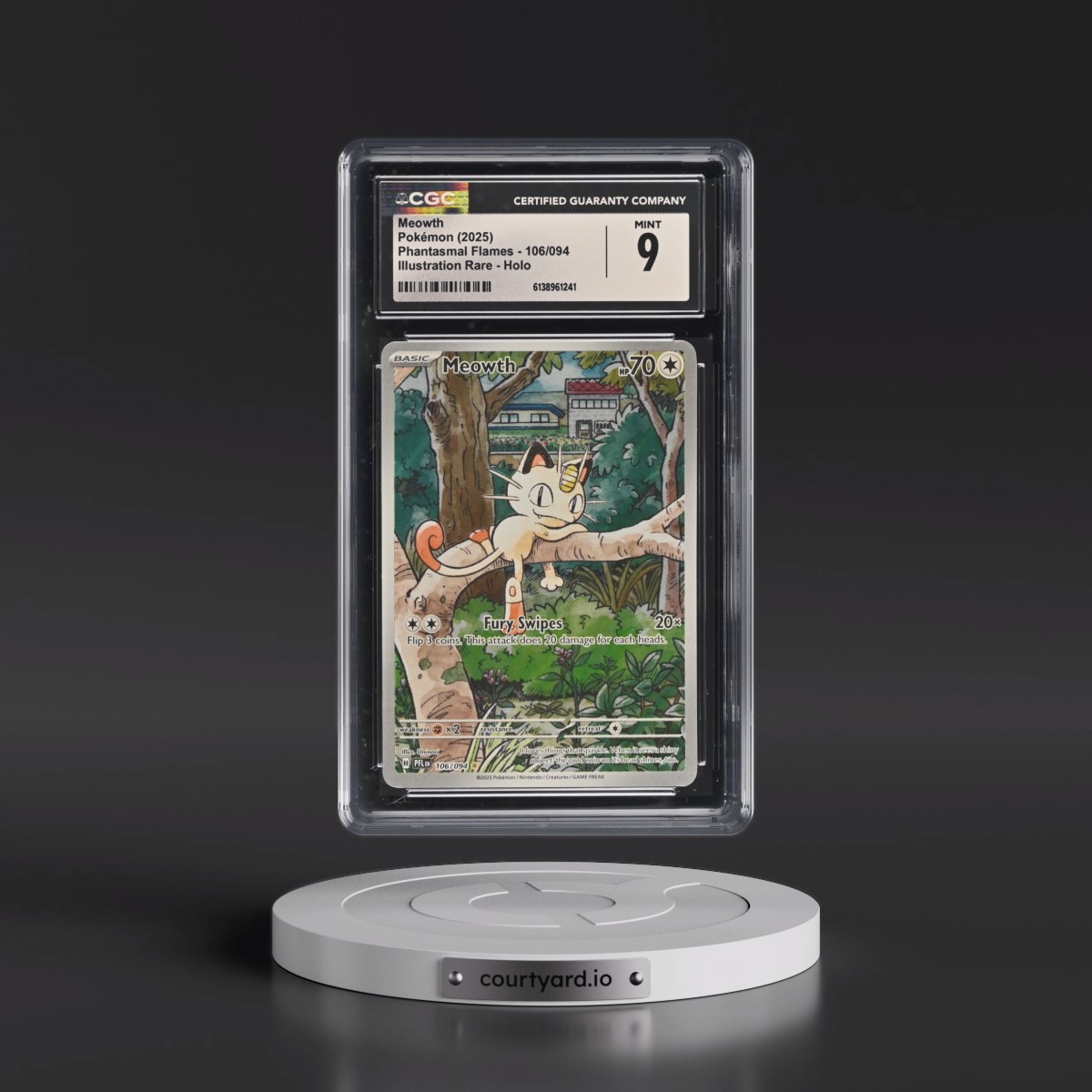 2025 Phantasmal Flames - PFL EN #106/094 Meowth - Illustration Rare Holo (CGC 9 MINT)