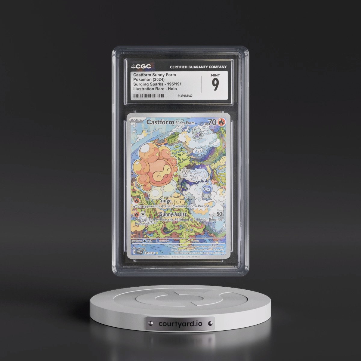 2024 Surging Sparks - SSP EN #195/191 Castform Sunny Form - Illustration Rare Holo (CGC 9 MINT)
