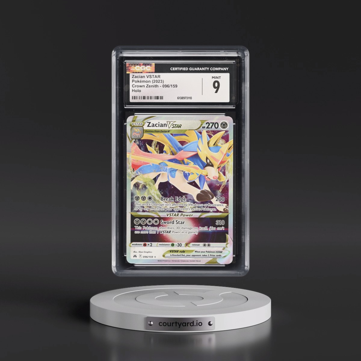 2023 Crown Zenith #096/159 Zacian VSTAR - Holo (CGC 9 MINT)