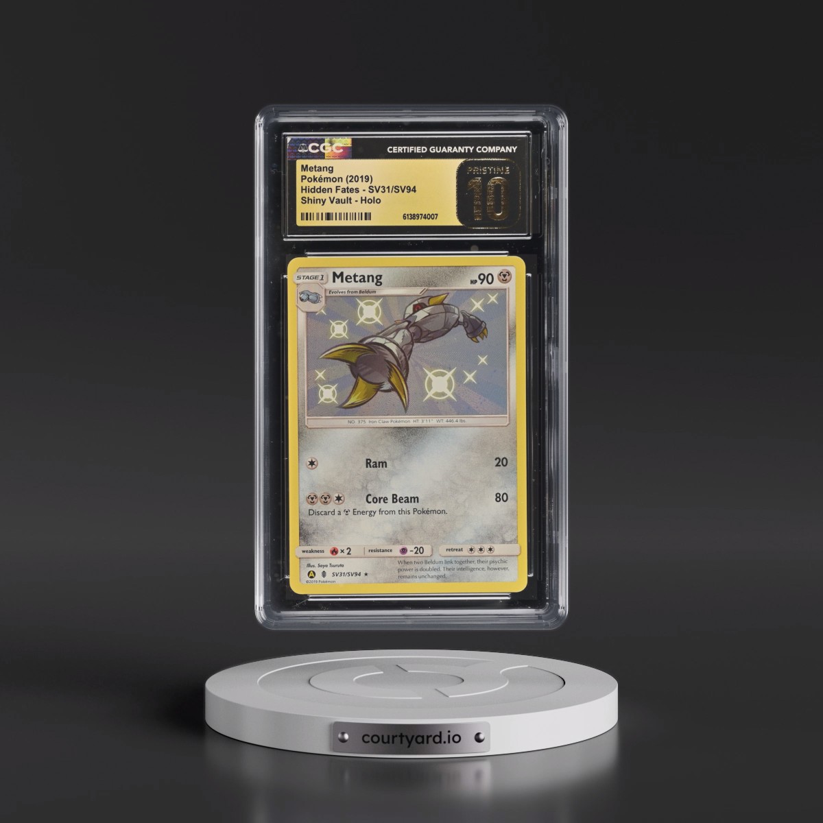 2019 Hidden Fates #SV31/SV94 Metang - Shiny Vault Holo (CGC 10 PRISTINE)