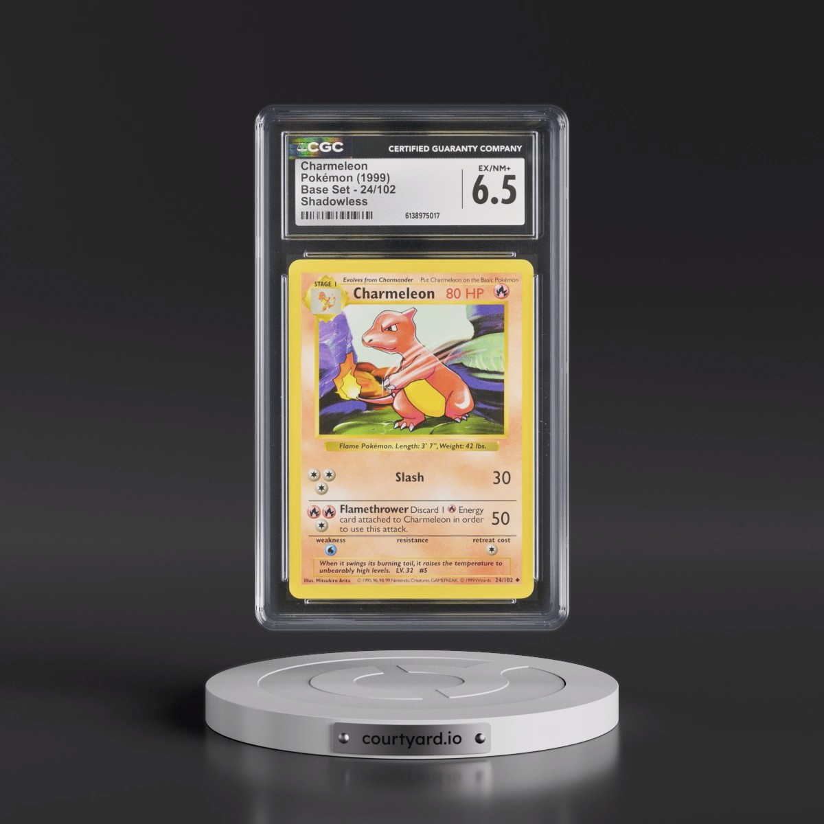 1999 Base Set #24/102 Charmeleon - Shadowless Shadowless (CGC 6.5 EX-NM+)