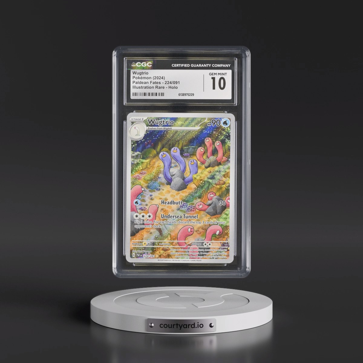 2024 Paldean Fates - PAF EN #224/091 Wugtrio - Illustration Rare Holo (CGC 10 GEM MINT)