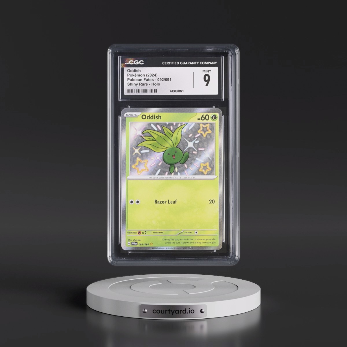 2024 Paldean Fates - PAF EN #092/091 Oddish - Shiny Rare Holo (CGC 9 MINT)