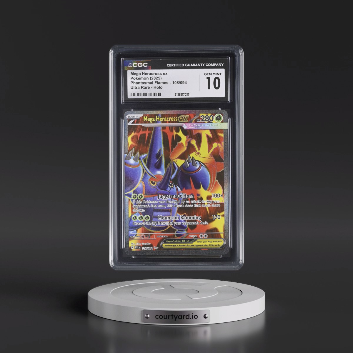 2025 Phantasmal Flames - PFL EN #108/094 Mega Heracross ex - Ultra Rare Holo (CGC 10 GEM MINT)