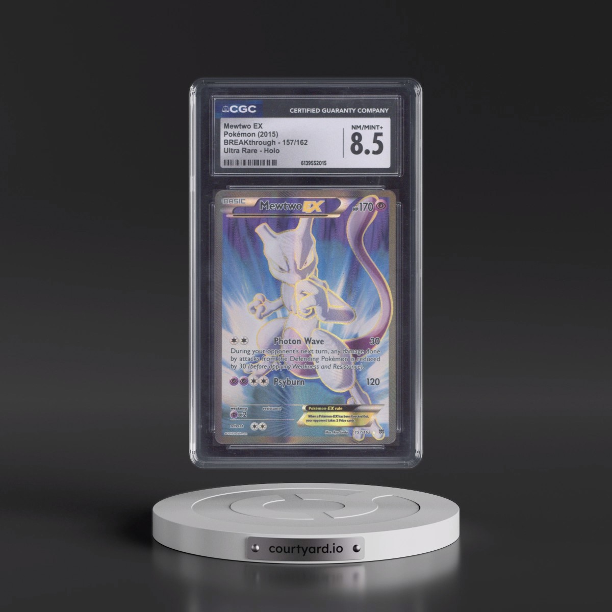 2015 BREAKthrough #157/162 Mewtwo EX - Ultra Rare Holo (CGC 8.5 NM-MT+)