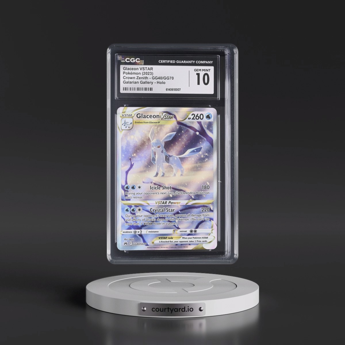 2023 Crown Zenith Glaceon VSTAR - Galarian Gallery Holo #GG40/GG70 CGC 10