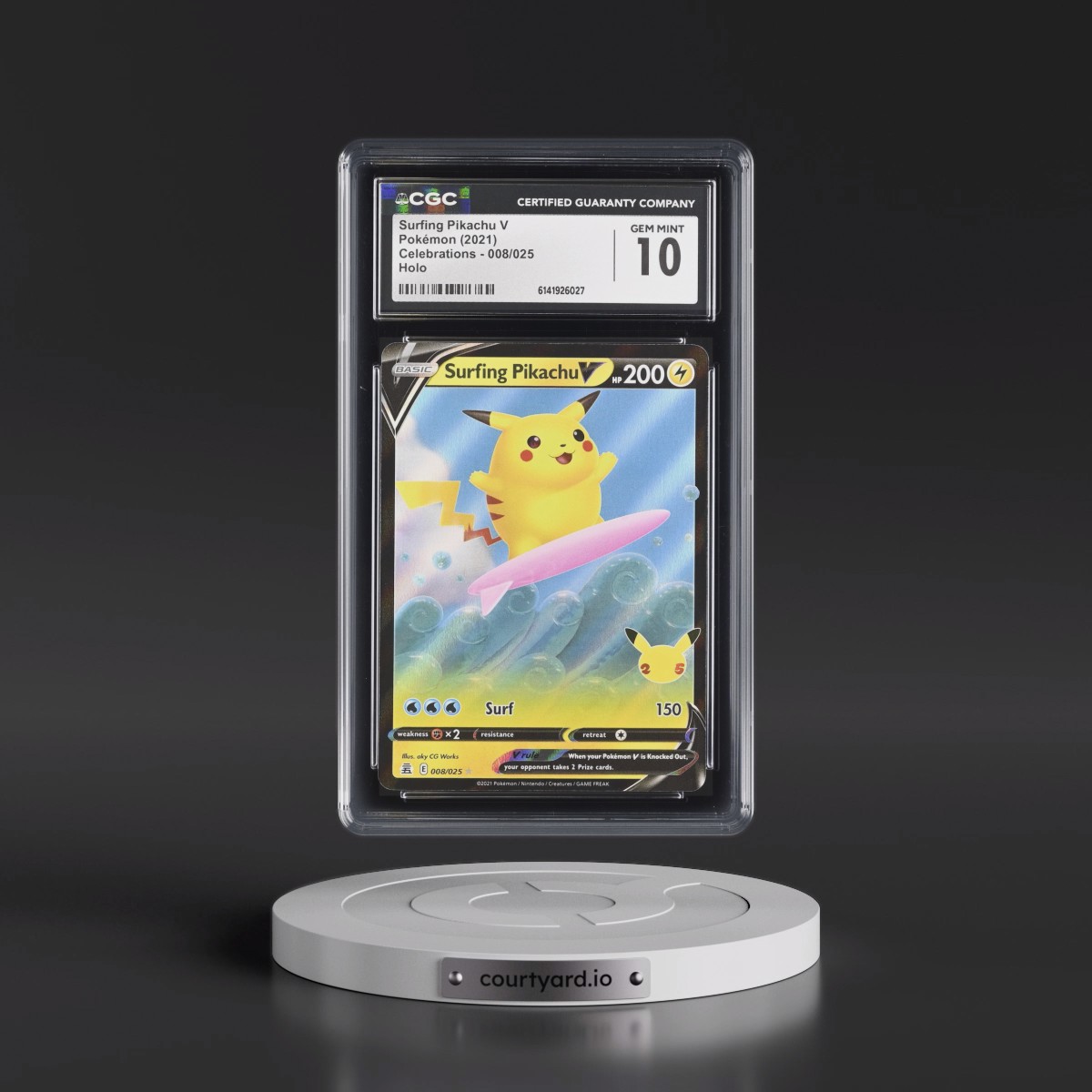2021 Celebrations #008/025 Surfing Pikachu V - Holo (CGC 10 GEM MINT)