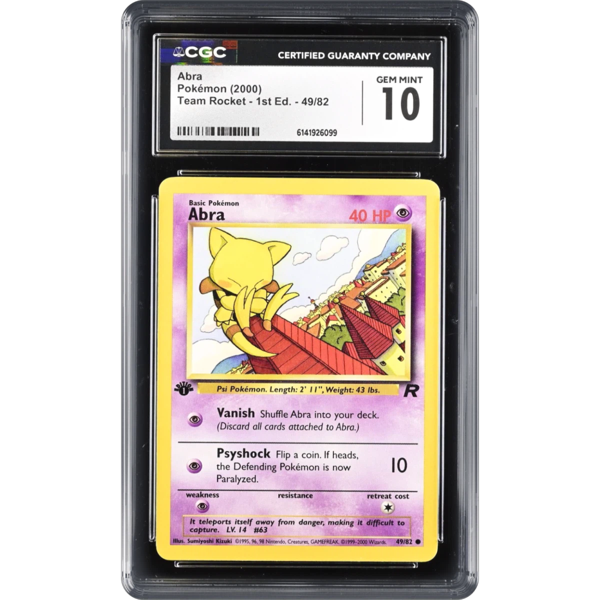 2000 Team Rocket #49/82 Abra - 1st Edition 1st Edition (CGC 10 GEM MINT)