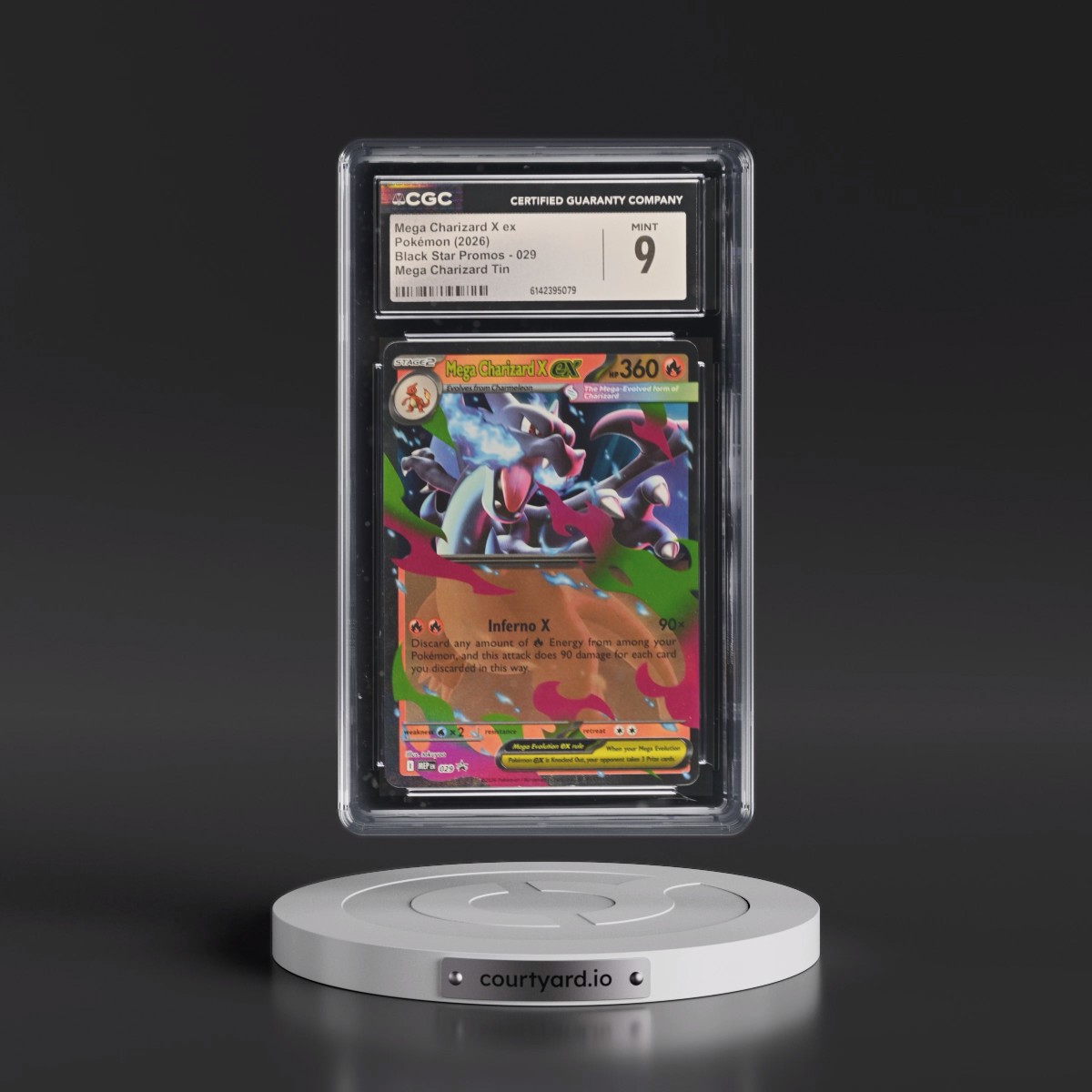 2025 Black Star Promos - Mega Evolution MEP EN #029 Mega Charizard X ex - Mega Charizard Tin (Holo) (CGC 9 MINT)