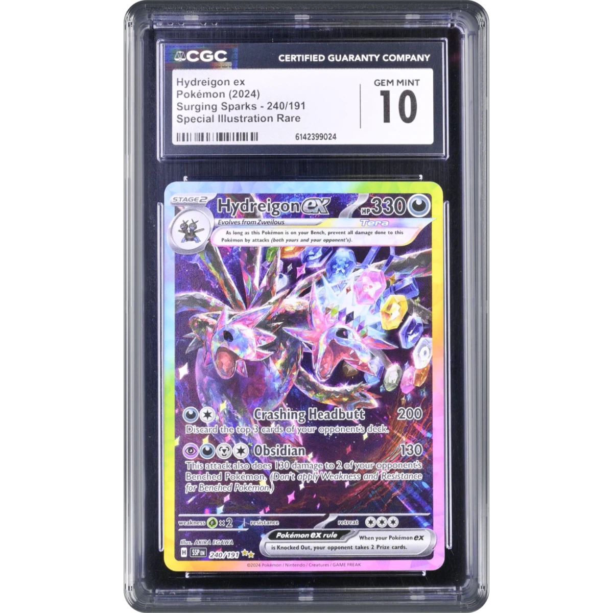 2024 Surging Sparks - SSP EN #240/191 Hydreigon ex - Special Illustration Rare (Holo) (CGC 10 GEM MINT)
