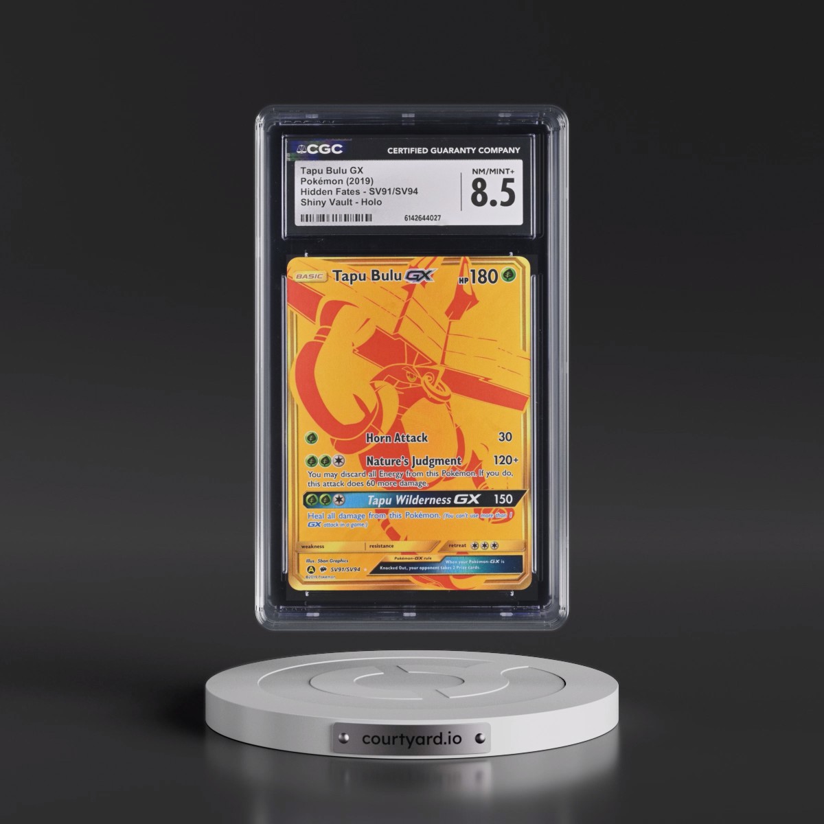 2019 Hidden Fates #SV91/SV94 Tapu Bulu GX - Shiny Vault Holo (CGC 8.5 NM-MT+)
