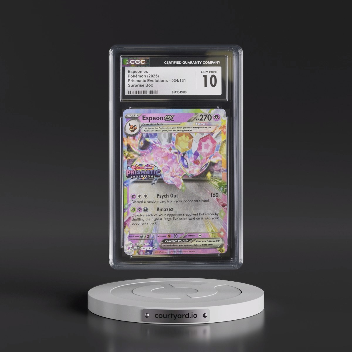 2024 Prismatic Evolutions - PRE EN #034/131 Espeon ex - Surprise Box (Prismatic Evolutions Stamp) (Holo) (CGC 10 GEM MINT)
