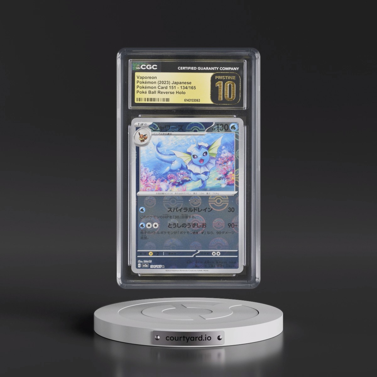 2023 Pokémon Card 151 #134/165 Vaporeon - Reverse Holo Poké Ball (CGC 10 PRISTINE)