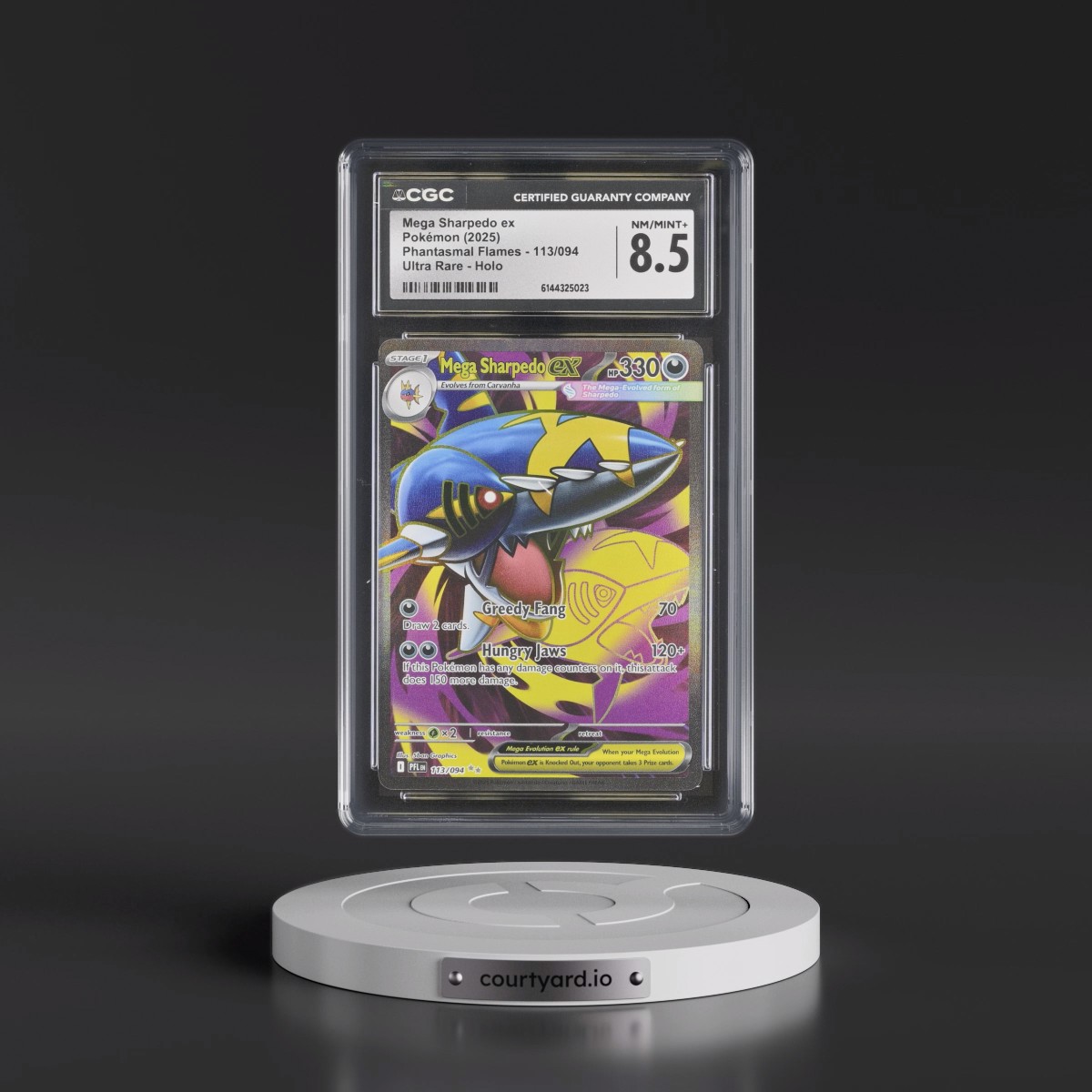 2025 Phantasmal Flames - PFL EN #113/094 Mega Sharpedo ex - Ultra Rare Holo (CGC 8.5 NM-MT+)