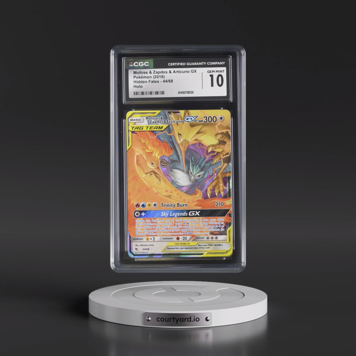 2019 Hidden Fates #44/68 Moltres & Zapdos & Articuno GX - Holo (CGC 10 GEM MINT)