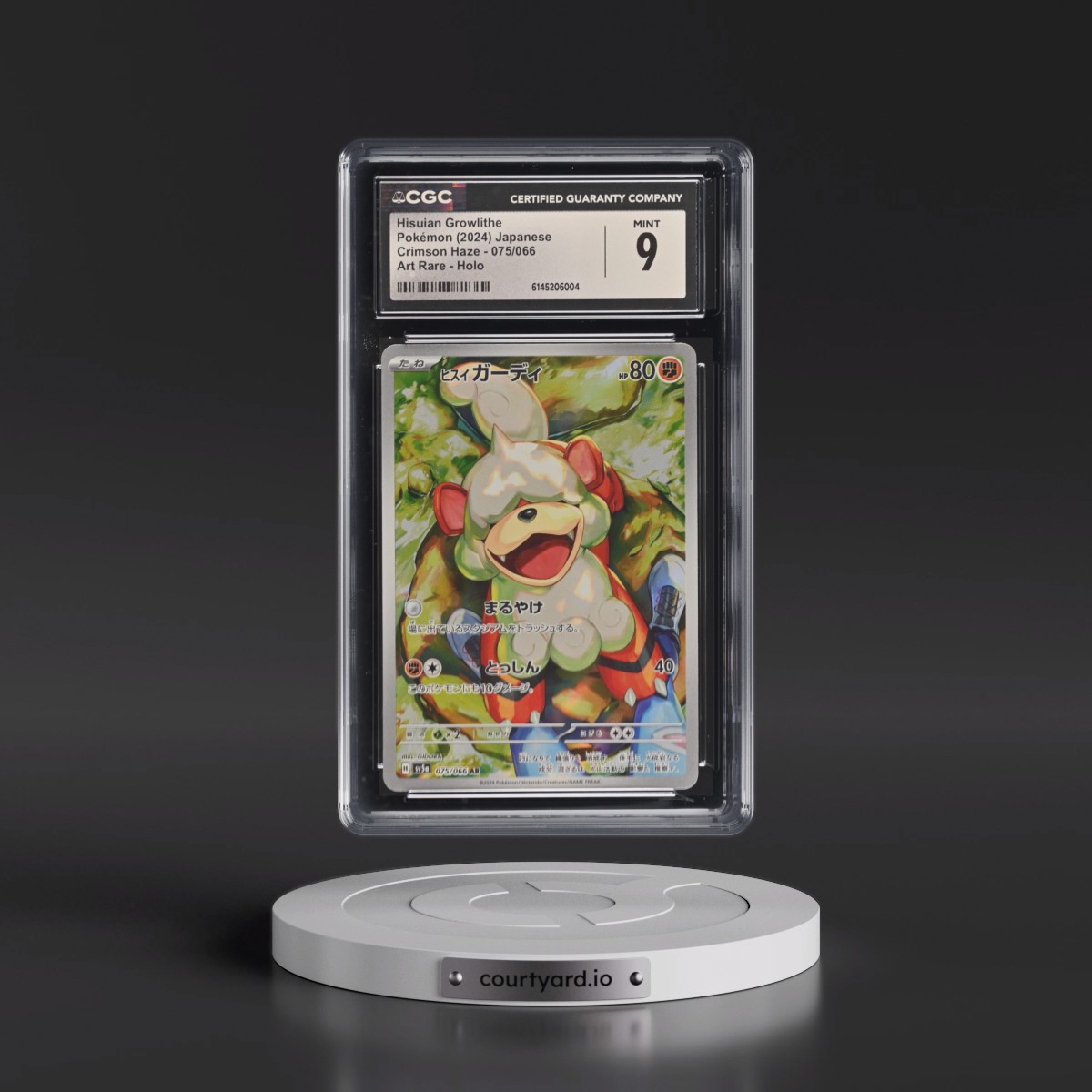 2024 Crimson Haze #075/066 Hisuian Growlithe - Art Rare Holo (CGC 9 MINT)