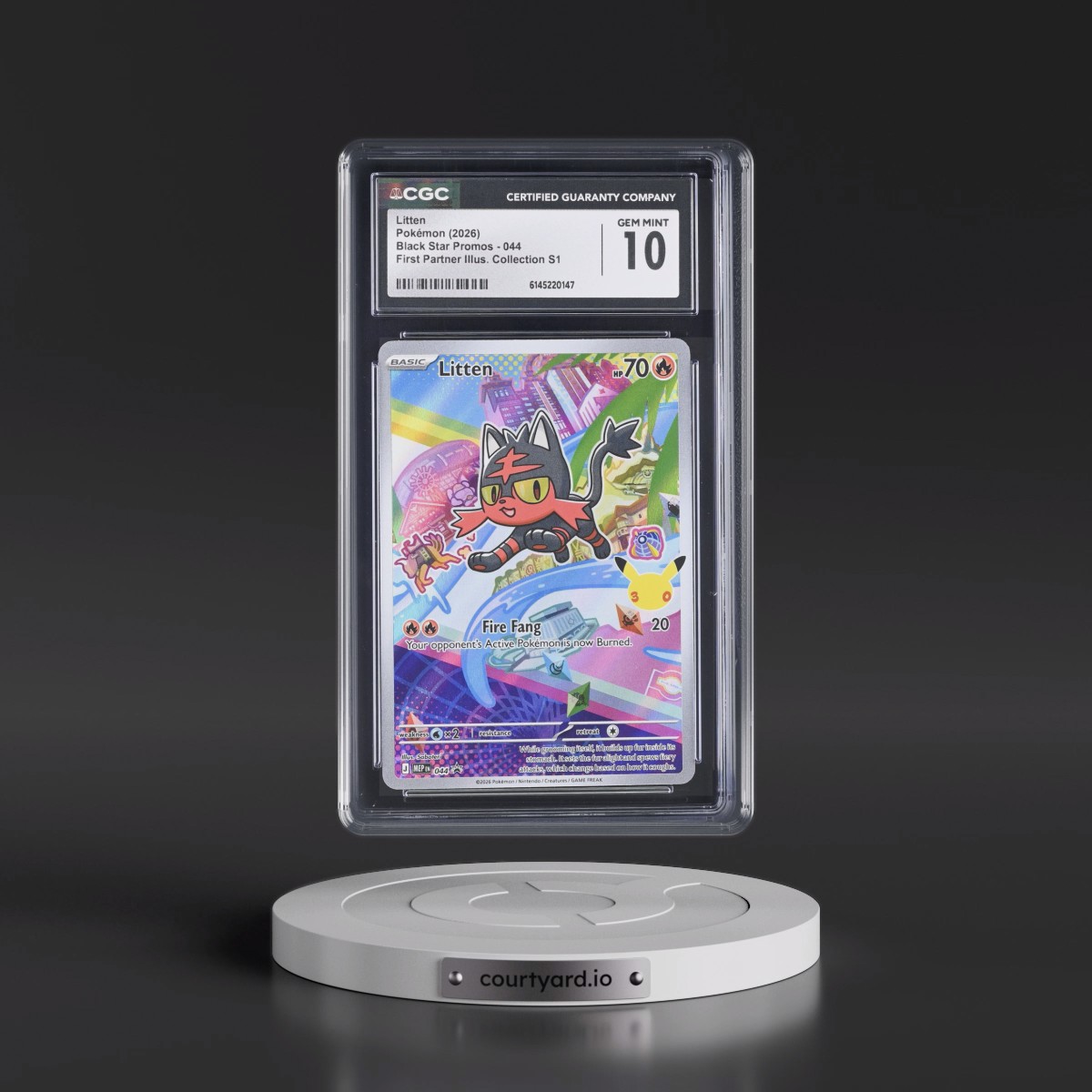 2025 Black Star Promos - Mega Evolution MEP EN #044 Litten - First Partner Illustration Collection Series 1 (Holo) (CGC 10 GEM MINT)