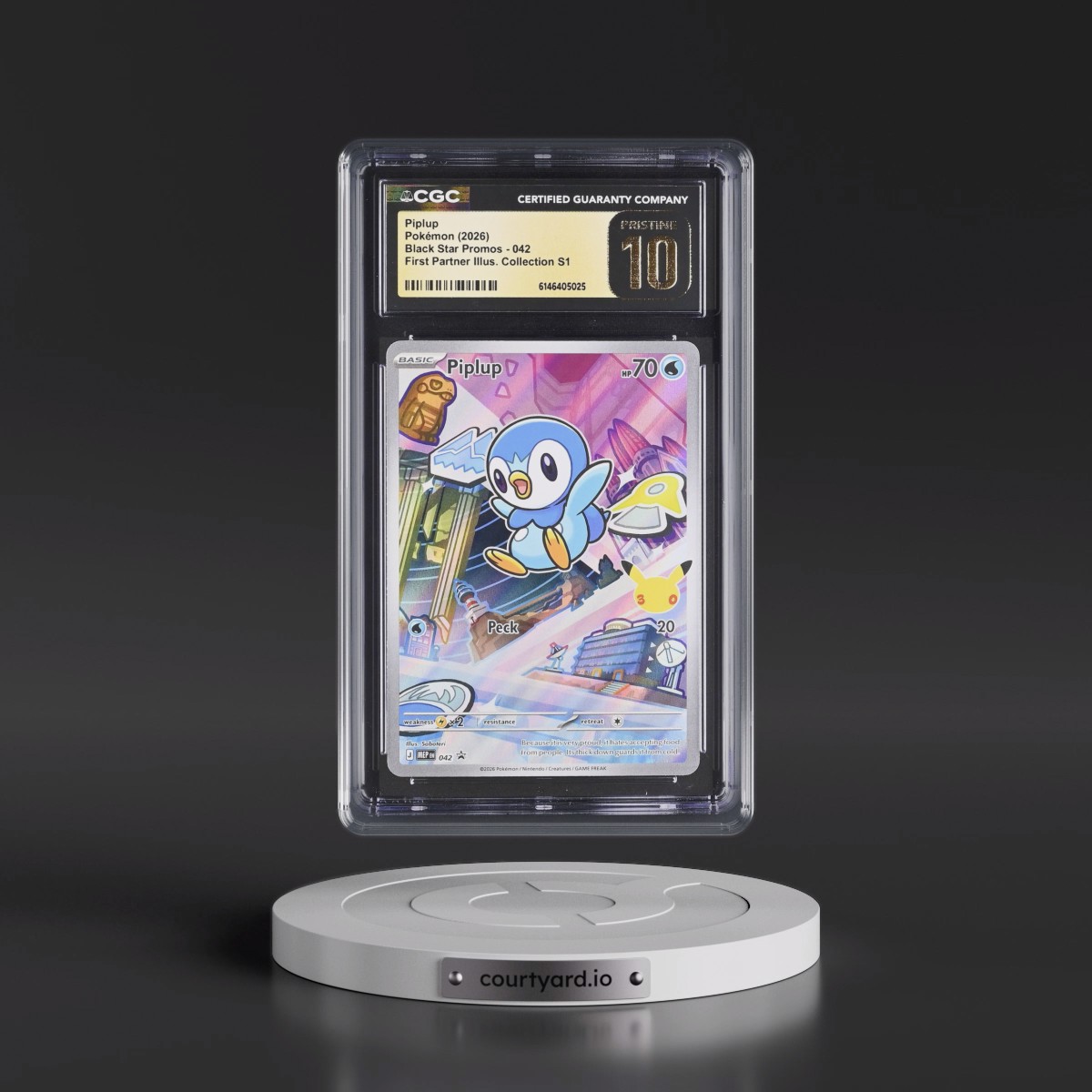 2025 Black Star Promos - Mega Evolution MEP EN #042 Piplup - First Partner Illustration Collection Series 1 (Holo) (CGC 10 PRISTINE)