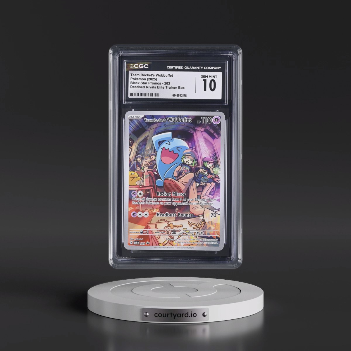 2023 Black Star Promos - Scarlet & Violet SVP EN Team Rocket's Wobbuffet - Destined Rivals Elite Trainer Box (Holo) #203 CGC 10