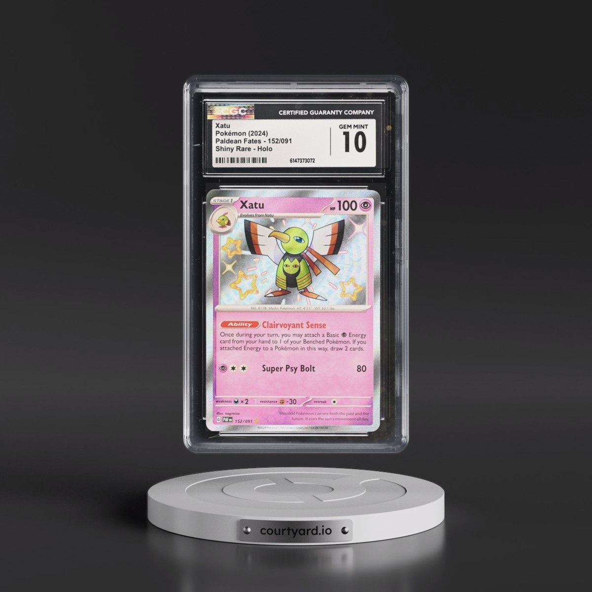2024 Paldean Fates - PAF EN #152/091 Xatu - Shiny Rare Holo (CGC 10 GEM MINT)
