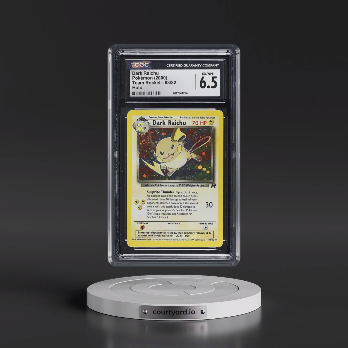 1999 Team Rocket Dark Raichu - Holo #83/82 CGC 6.5