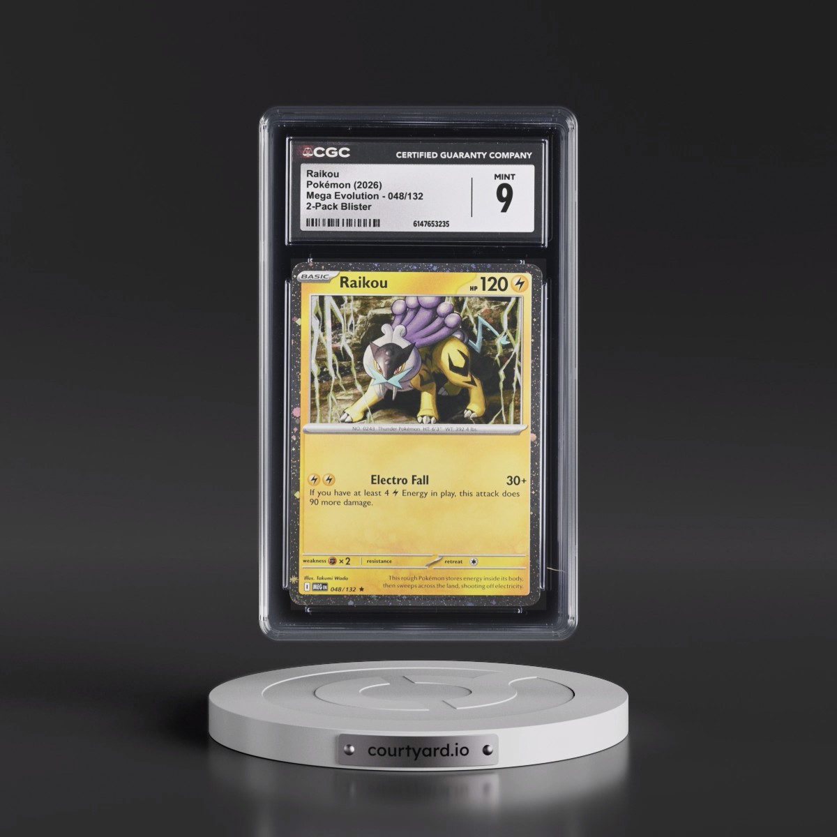 2025 Mega Evolution - MEG EN #048/132 Raikou - 2-Pack Blister (Cosmos Holo) (CGC 9 MINT)