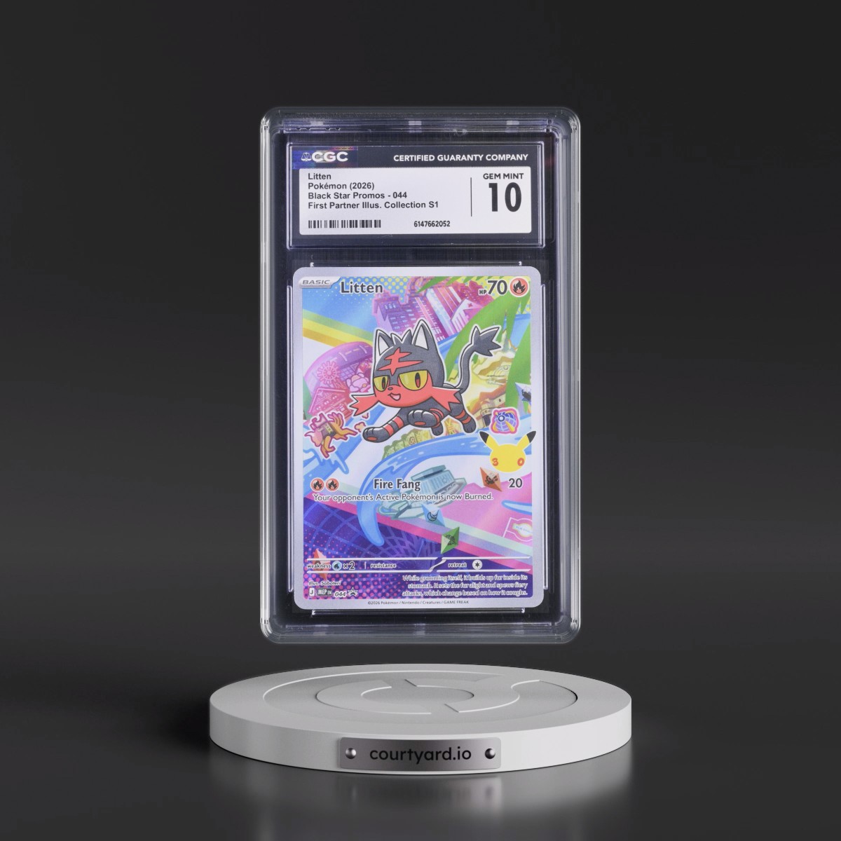 2025 Black Star Promos - Mega Evolution MEP EN #044 Litten - First Partner Illustration Collection Series 1 (Holo) (CGC 10 GEM MINT)