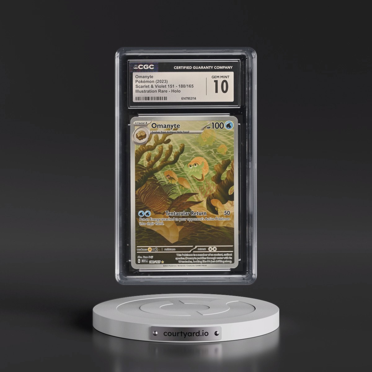 2023 Scarlet & Violet 151 - MEW EN #180/165 Omanyte - Illustration Rare Holo (CGC 10 GEM MINT)
