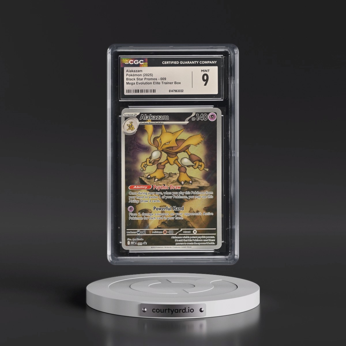 2025 Black Star Promos - Mega Evolution MEP EN #009 Alakazam - Mega Evolution Elite Trainer Box (Holo) (CGC 9 MINT)