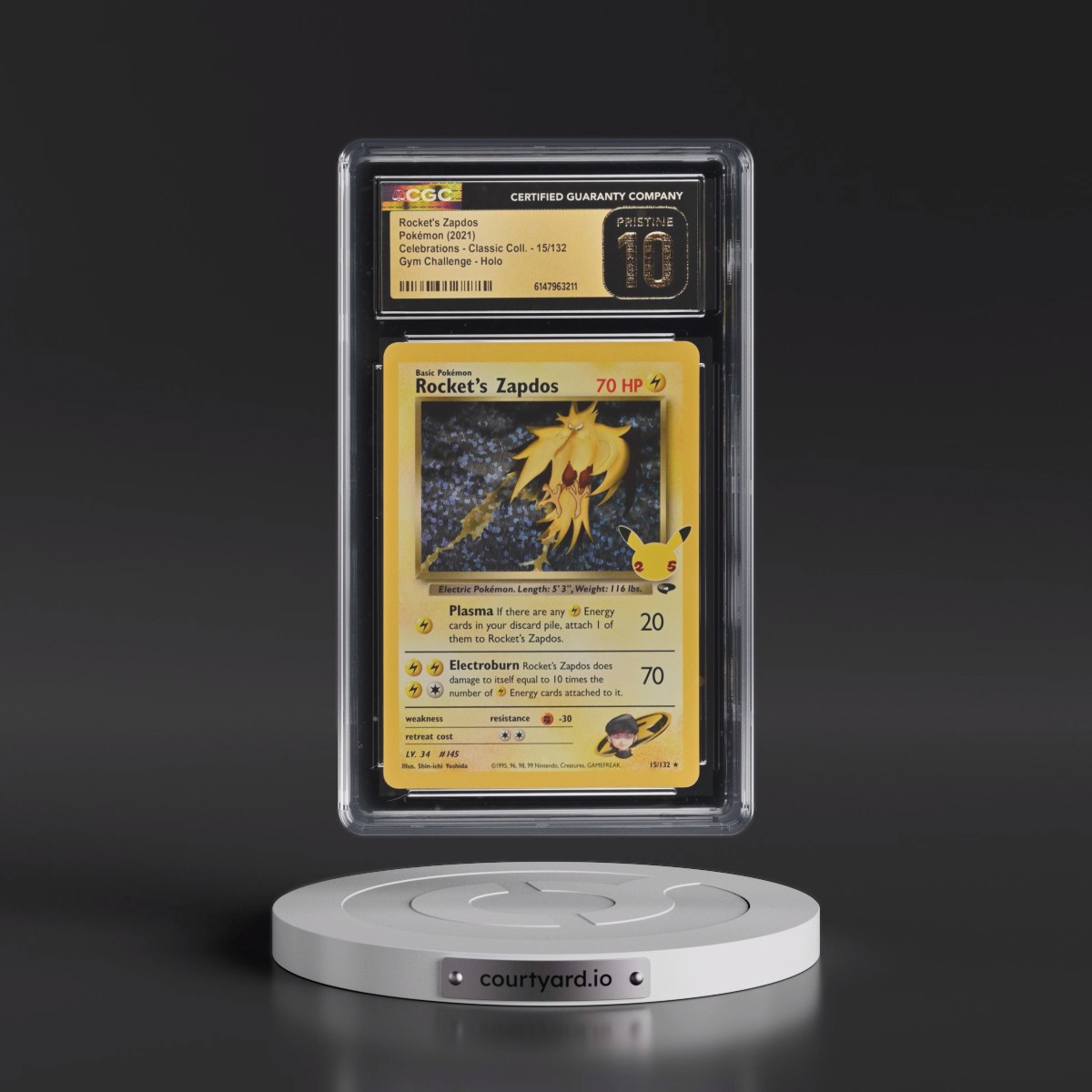 2021 Celebrations - Classic Collection #15/132 Rocket's Zapdos - Gym Challenge Holo (CGC 10 PRISTINE)